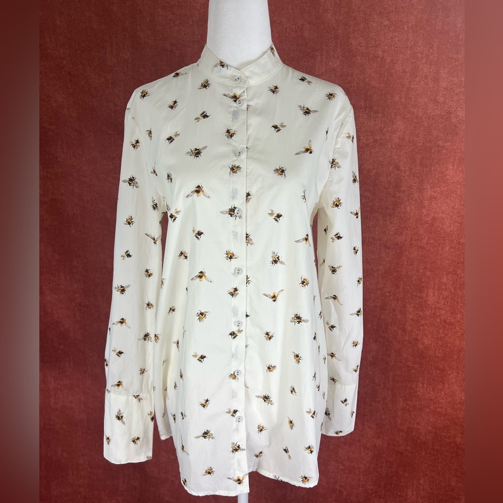 Victoria Beckham x Target BumbleBee Print Long Sleeve Button Up Shirt Size S